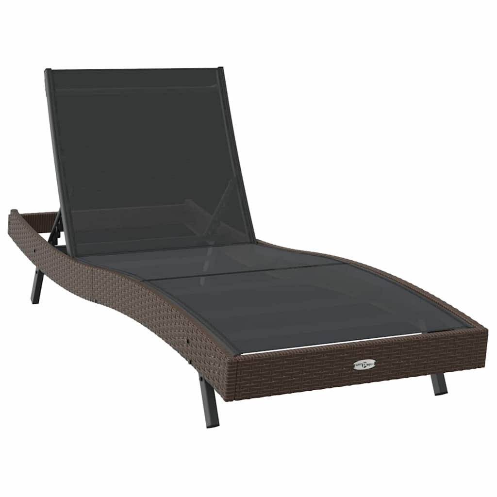 Sonnenliege 2 pcs Schwarz und Braun Poly-Rattan