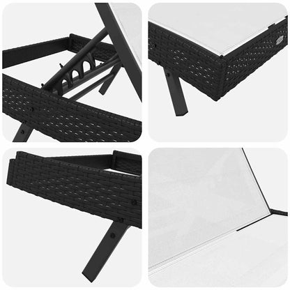 Sonnenliege 2 pcs Schwarz und Weiß Poly-Rattan