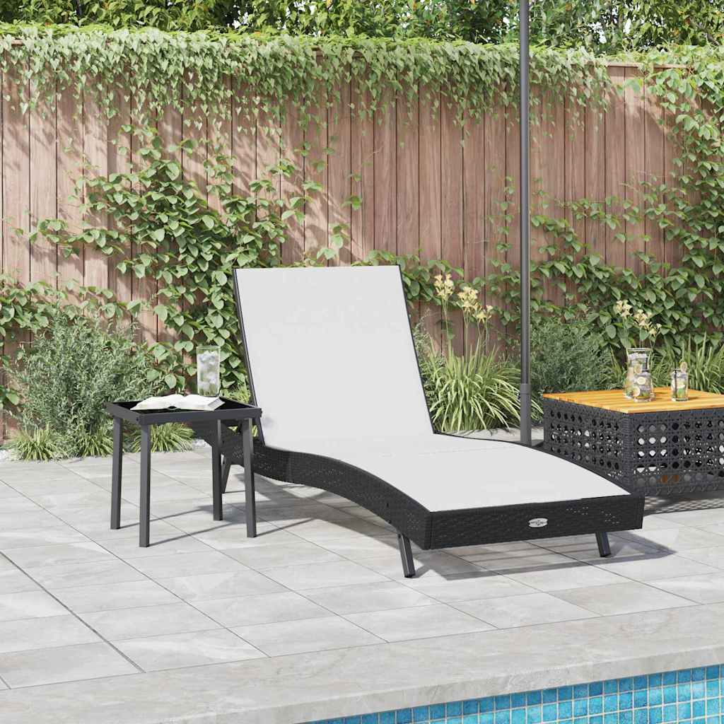 Sonnenliege 2 pcs Schwarz und Weiß Poly-Rattan