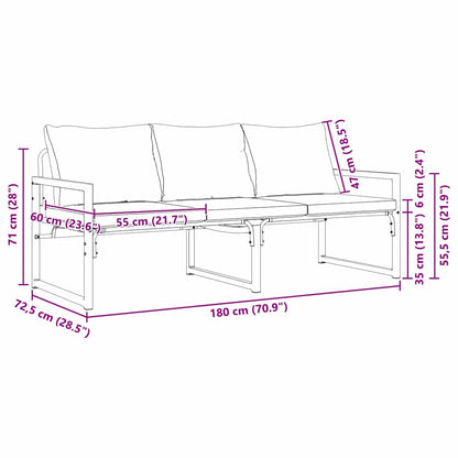 vidaXL gartenmöbel mit Kissen Hellgrau 180 x 72,5 x 71 cm Polyester