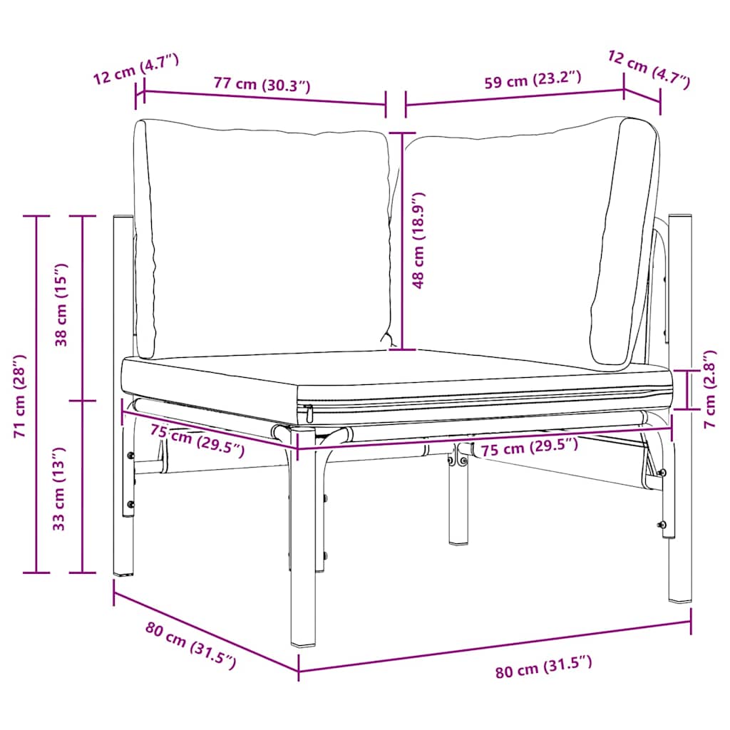 Gartenmöbel mit Kissen Anthrazit 80 x 80 x 71 cm Stahl