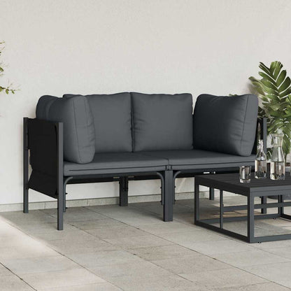 vidaXL Gartenmöbel mit Kissen 2 pcs Anthrazit 80 x 80 x 71 cm Stahl