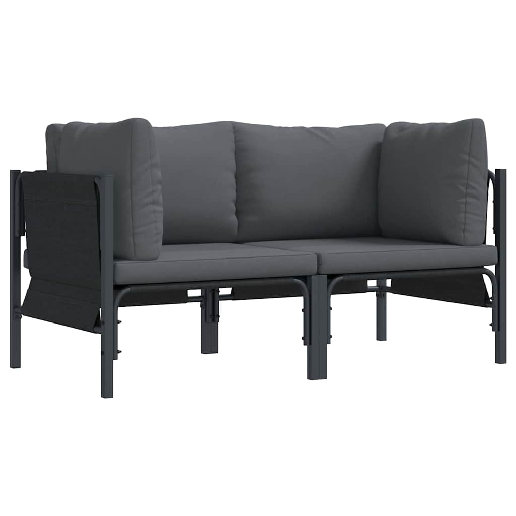 vidaXL Gartenmöbel mit Kissen 2 pcs Anthrazit 80 x 80 x 71 cm Stahl
