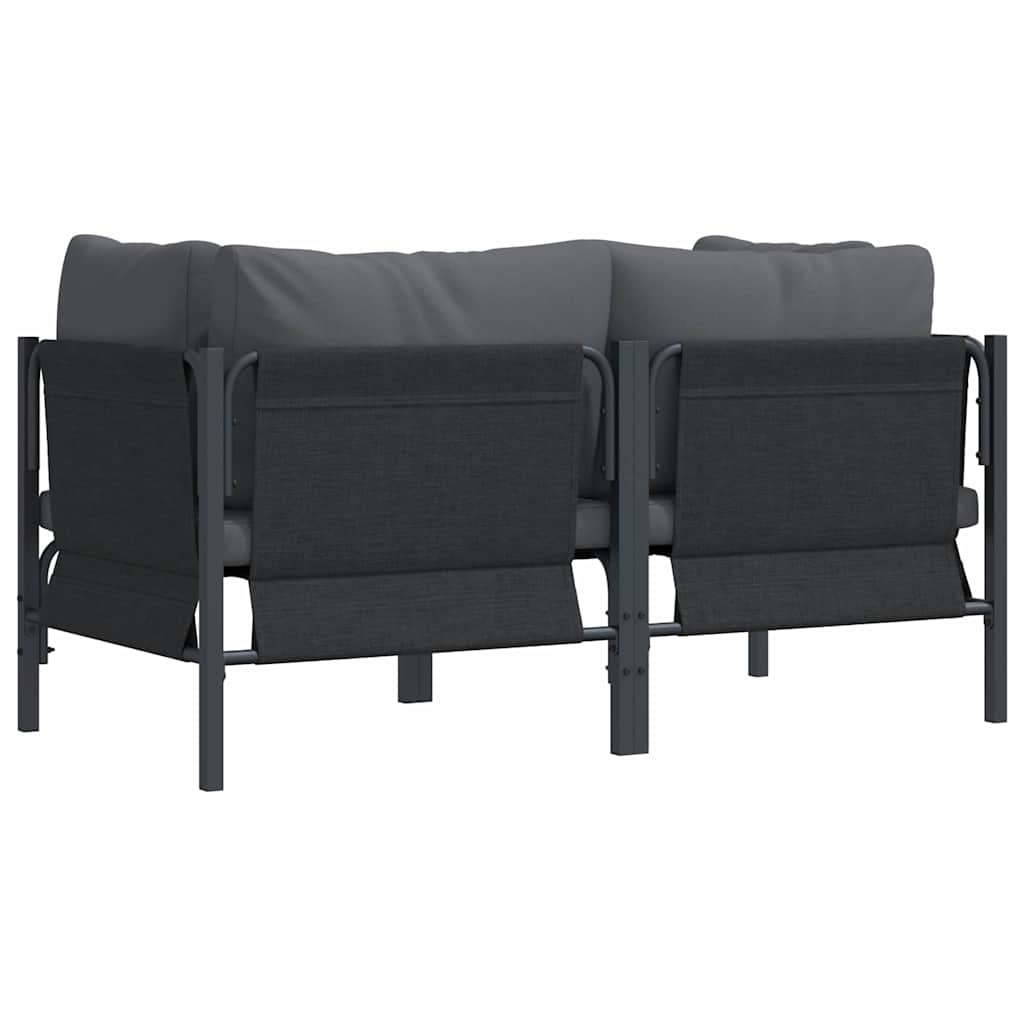 vidaXL Gartenmöbel mit Kissen 2 pcs Anthrazit 80 x 80 x 71 cm Stahl