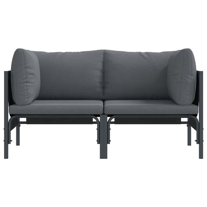 vidaXL Gartenmöbel mit Kissen 2 pcs Anthrazit 80 x 80 x 71 cm Stahl