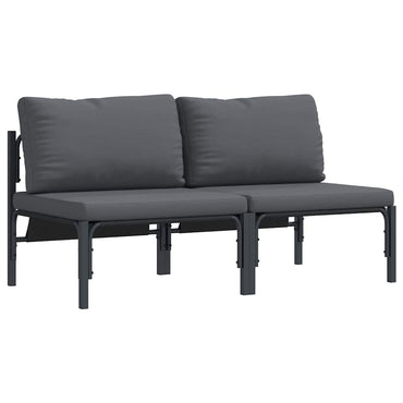 vidaXL Gartenmöbel mit Kissen 2 pcs Anthrazit 80 x 80 x 71 cm Stahl
