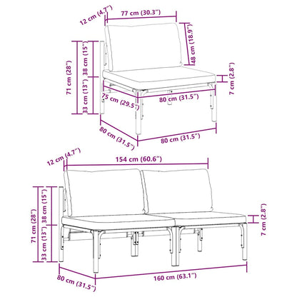 Gartenmöbel mit Kissen 2 pcs Anthrazit 80 x 80 x 71 cm Stahl