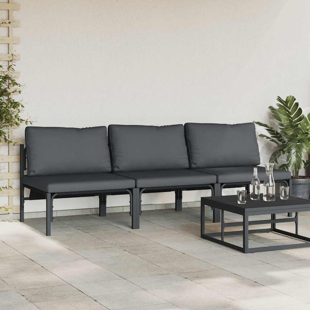 vidaXL Gartenmöbel mit Kissen 3 pcs Anthrazit 80 x 80 x 71 cm Stahl