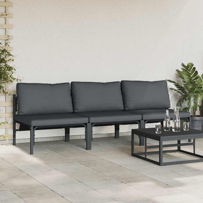 vidaXL Gartenmöbel mit Kissen 3 pcs Anthrazit 80 x 80 x 71 cm Stahl