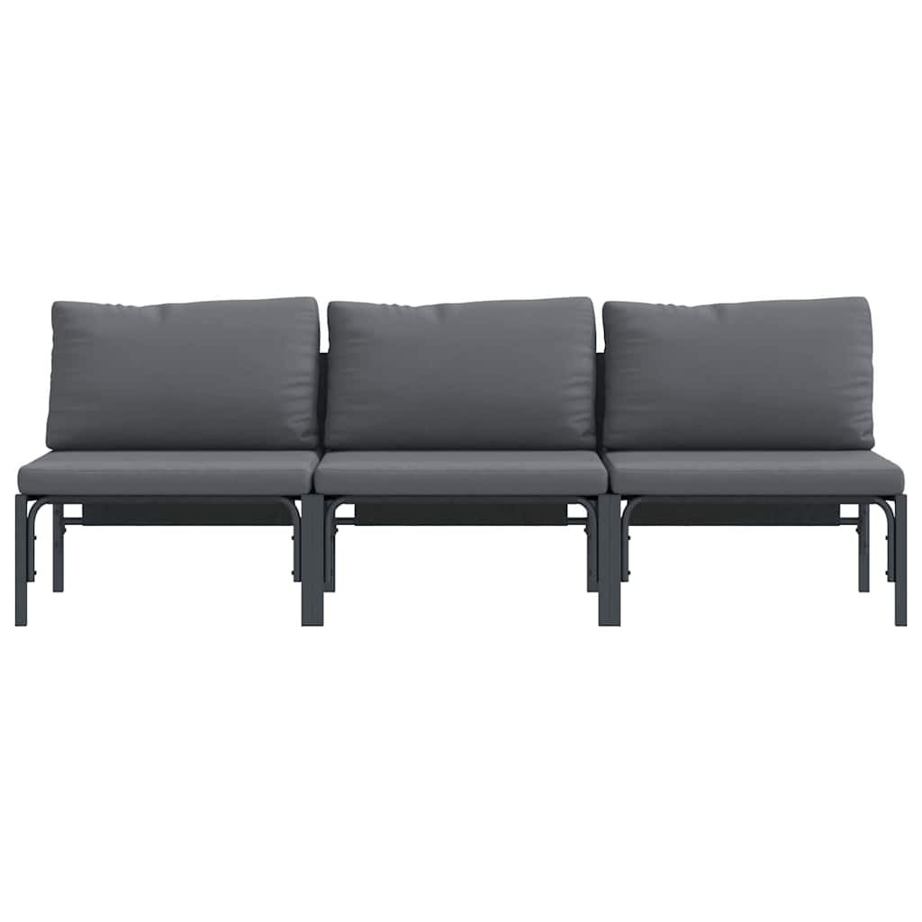 vidaXL Gartenmöbel mit Kissen 3 pcs Anthrazit 80 x 80 x 71 cm Stahl
