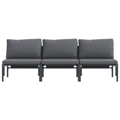 vidaXL Gartenmöbel mit Kissen 3 pcs Anthrazit 80 x 80 x 71 cm Stahl