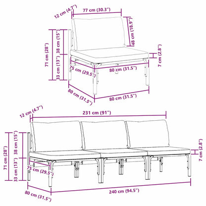 vidaXL Gartenmöbel mit Kissen 3 pcs Anthrazit 80 x 80 x 71 cm Stahl