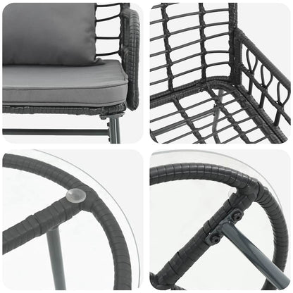 vidaXL Salon de salle à manger de jardin 3 pcs Noir et anthracite résine tressée