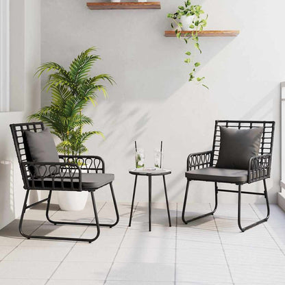 vidaXL Salon de salle à manger de jardin 3 pcs Noir et anthracite résine tressée