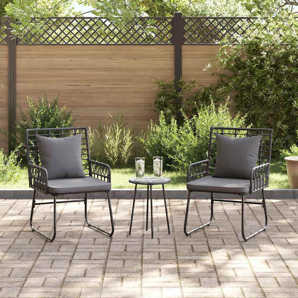 vidaXL Salon de salle à manger de jardin 3 pcs Noir et anthracite résine tressée