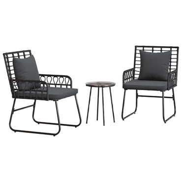 vidaXL Salon de salle à manger de jardin 3 pcs Noir et anthracite résine tressée