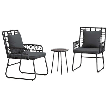 vidaXL Salon de salle à manger de jardin 3 pcs Noir et anthracite résine tressée