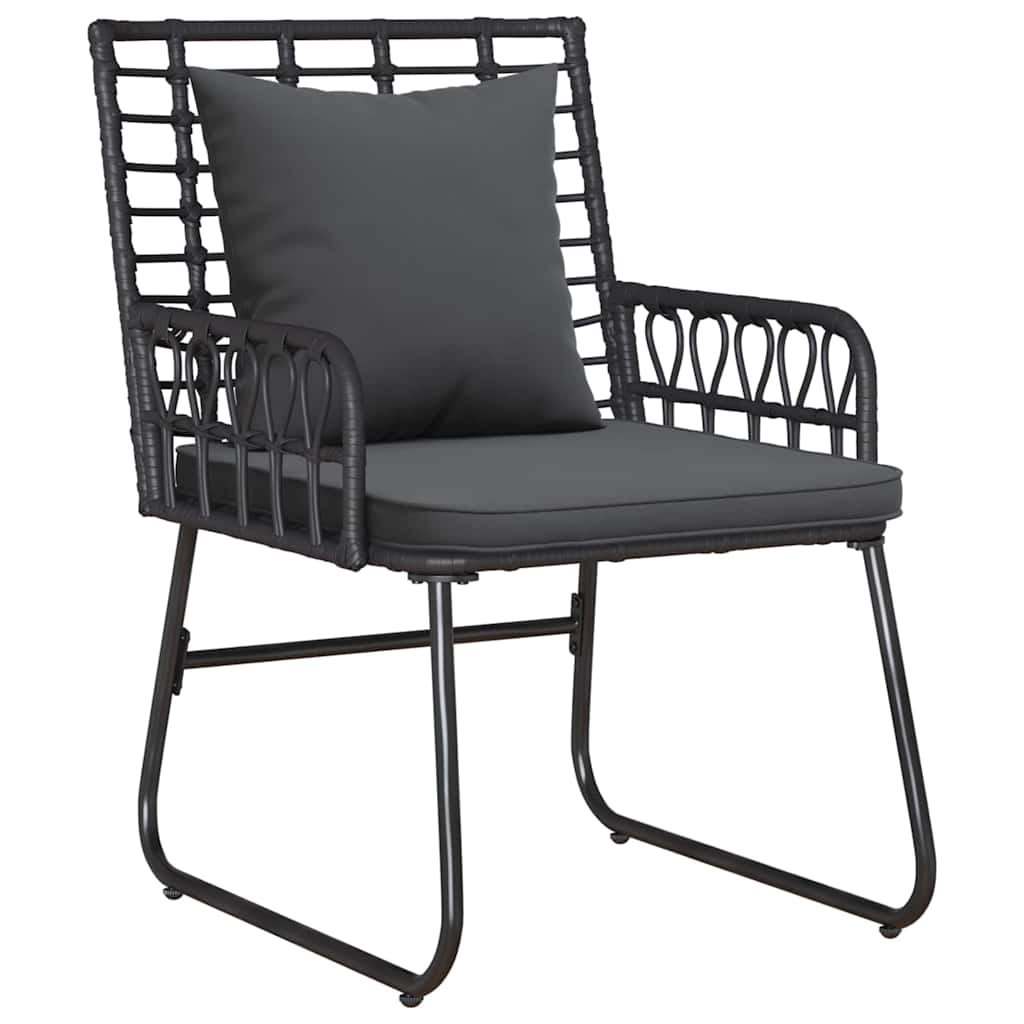 vidaXL Salon de salle à manger de jardin 3 pcs Noir et anthracite résine tressée