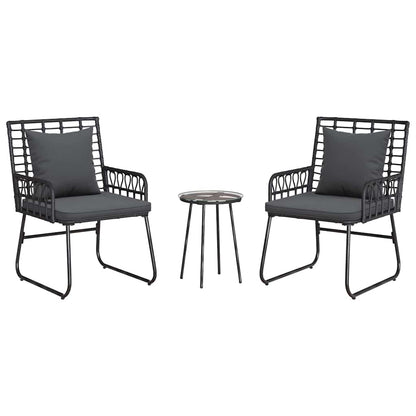 vidaXL Salon de salle à manger de jardin 3 pcs Noir et anthracite résine tressée