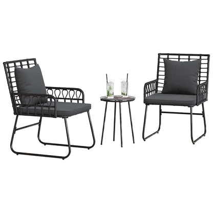 vidaXL Salon de salle à manger de jardin 3 pcs Noir et anthracite résine tressée