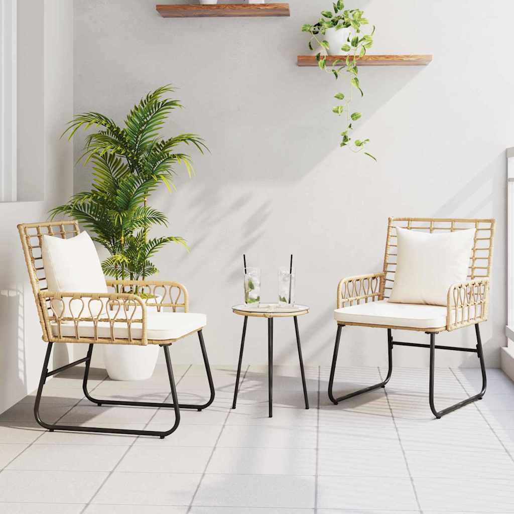 vidaXL Salon de jardin à manger 3 pcs Marron et Crème Résine tressée