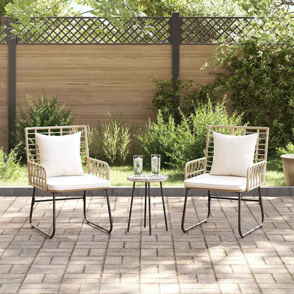 vidaXL Salon de jardin à manger 3 pcs Marron et Crème Résine tressée