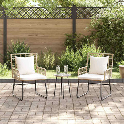 vidaXL Salon de jardin à manger 3 pcs Marron et Crème Résine tressée