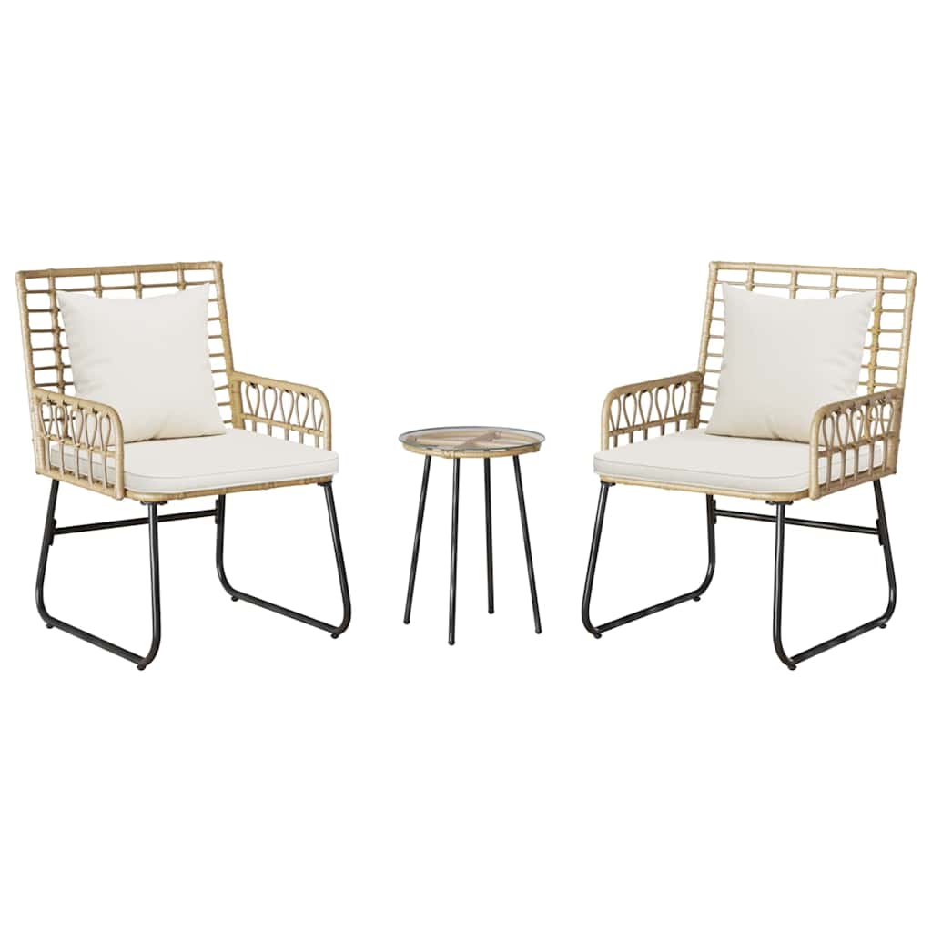 vidaXL Salon de jardin à manger 3 pcs Marron et Crème Résine tressée