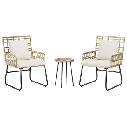 vidaXL Salon de jardin à manger 3 pcs Marron et Crème Résine tressée