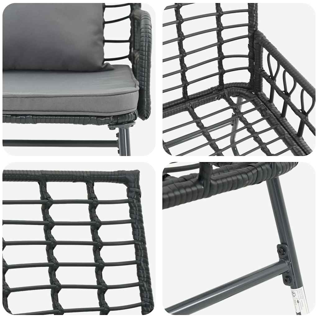 vidaXL Banc de jardin noir et anthracite en résine tressée