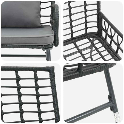 vidaXL Banc de jardin noir et anthracite en résine tressée