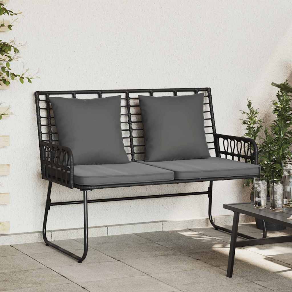 vidaXL Banc de jardin noir et anthracite en résine tressée