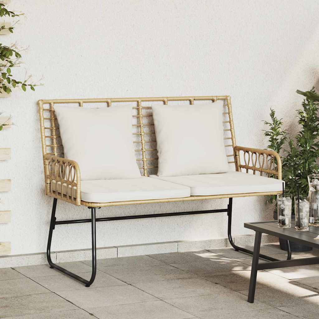Gartenbank Braun und Creme Poly-Rattan