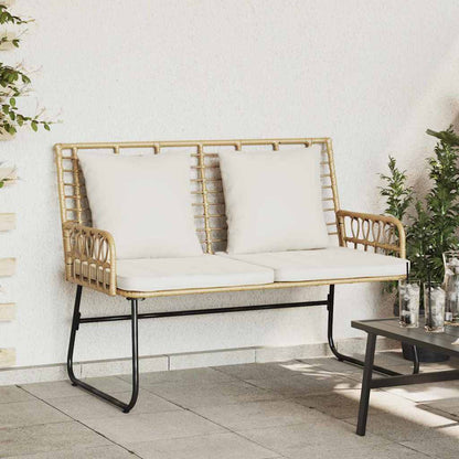Gartenbank Braun und Creme Poly-Rattan