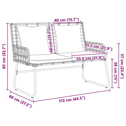 Gartenbank Braun und Creme Poly-Rattan