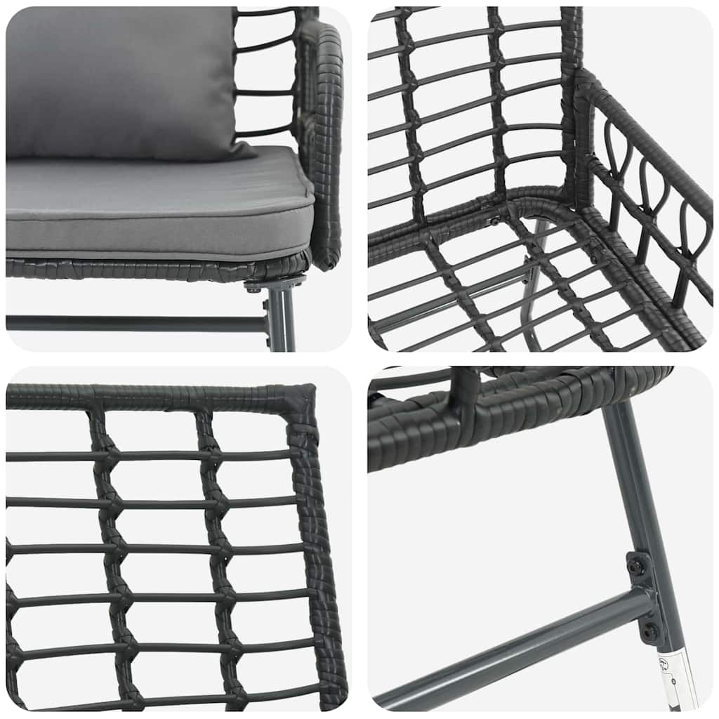 vidaXL Ensemble de salle à manger de jardin 3 pcs Noir et anthracite Rotin PE
