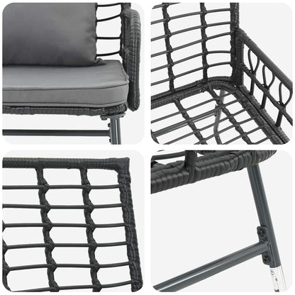 vidaXL Ensemble de salle à manger de jardin 3 pcs Noir et anthracite Rotin PE
