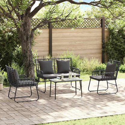 vidaXL Ensemble de salle à manger de jardin 3 pcs Noir et anthracite Rotin PE