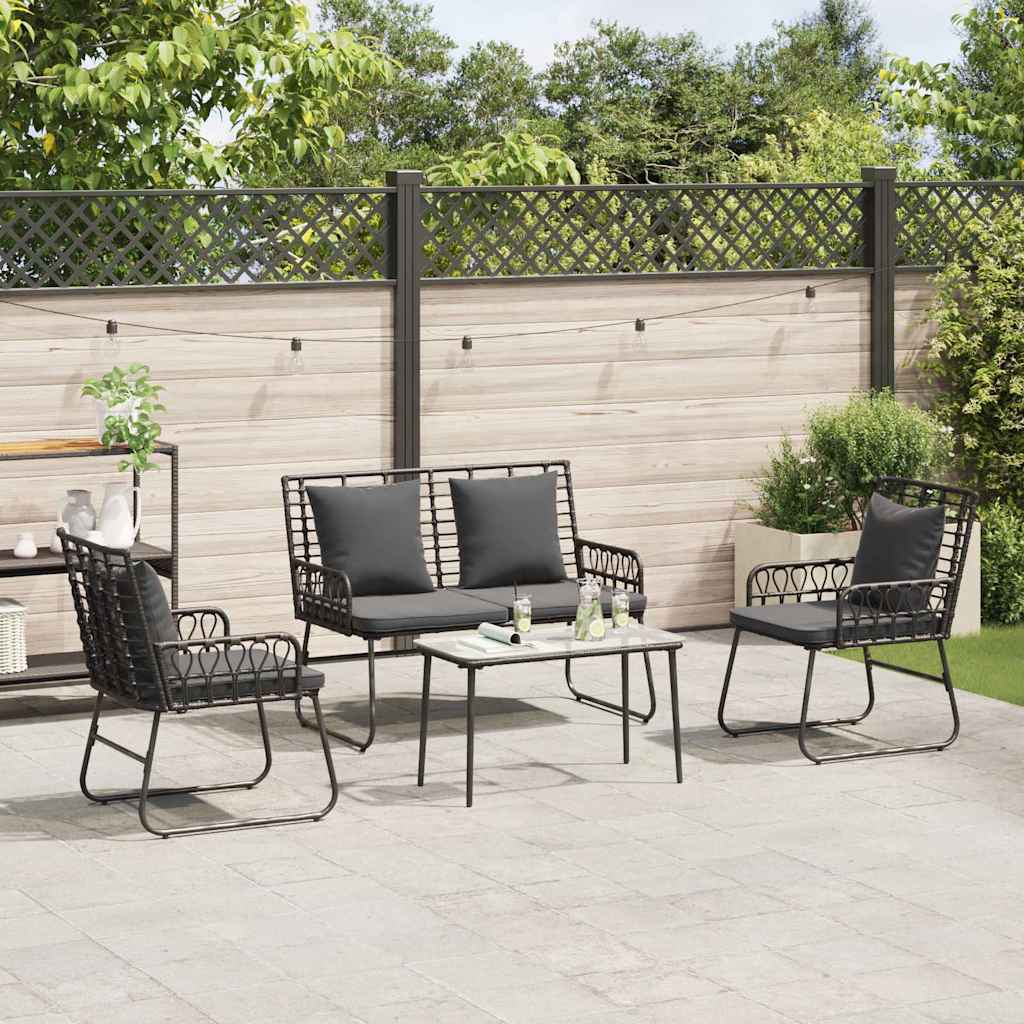 vidaXL Ensemble de salle à manger de jardin 3 pcs Noir et anthracite Rotin PE