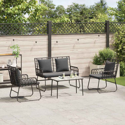 vidaXL Ensemble de salle à manger de jardin 3 pcs Noir et anthracite Rotin PE