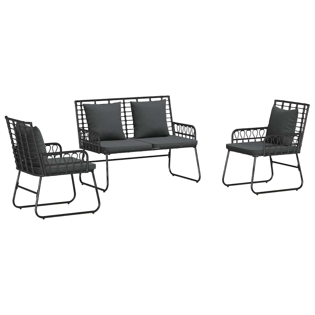 vidaXL Ensemble de salle à manger de jardin 3 pcs Noir et anthracite Rotin PE