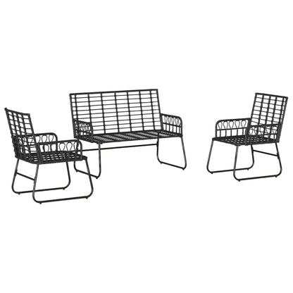 vidaXL Ensemble de salle à manger de jardin 3 pcs Noir et anthracite Rotin PE