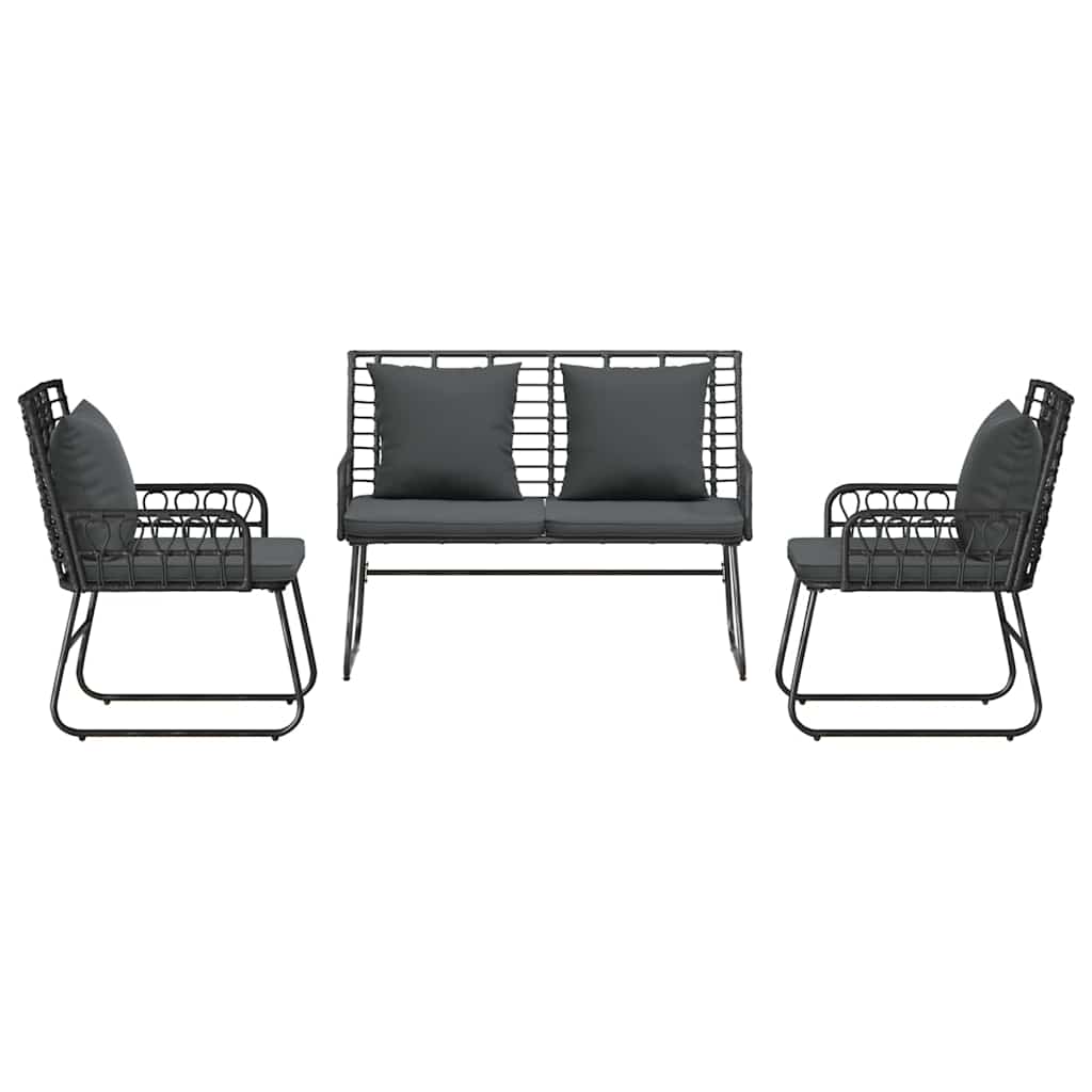 vidaXL Ensemble de salle à manger de jardin 3 pcs Noir et anthracite Rotin PE