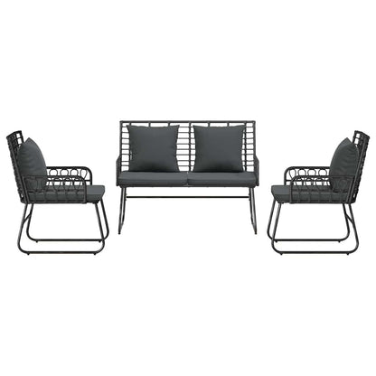 vidaXL Ensemble de salle à manger de jardin 3 pcs Noir et anthracite Rotin PE