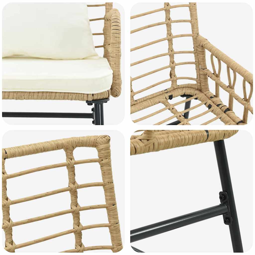 vidaXL Salon de jardin à manger 3 pcs Marron et Crème Résine tressée