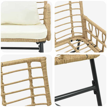 vidaXL Salon de jardin à manger 3 pcs Marron et Crème Résine tressée