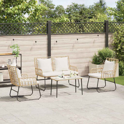vidaXL Salon de jardin à manger 3 pcs Marron et Crème Résine tressée