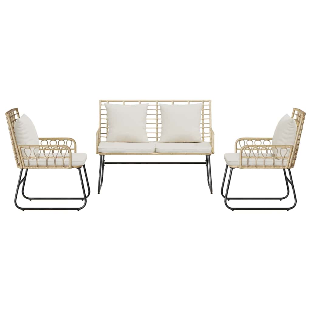 vidaXL Salon de jardin à manger 3 pcs Marron et Crème Résine tressée