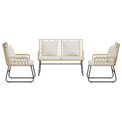 vidaXL Salon de jardin à manger 3 pcs Marron et Crème Résine tressée