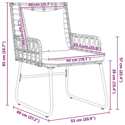 vidaXL Salon de jardin à manger 3 pcs Marron et Crème Résine tressée